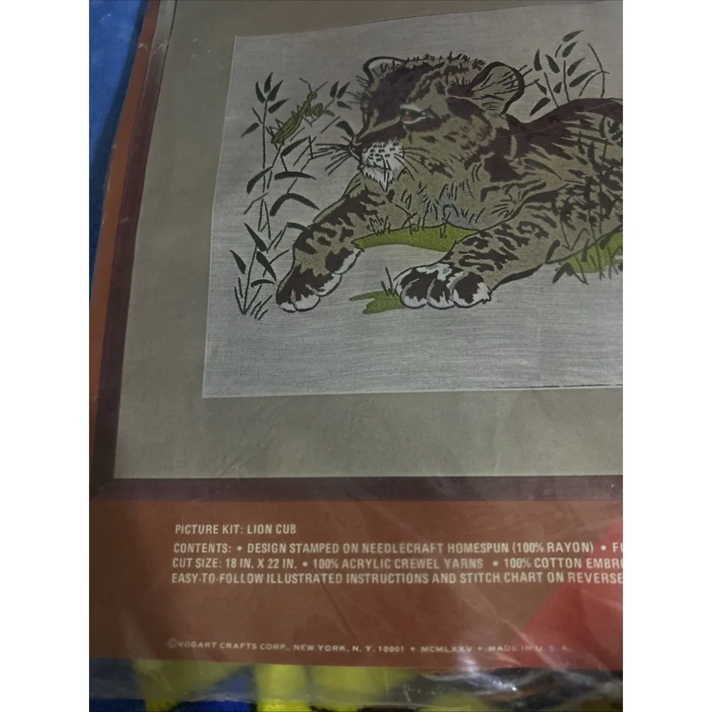 Vogart Crafts Crewel Creative Stitchery Kit‎ Lion Cub 16 x 20 Inch New